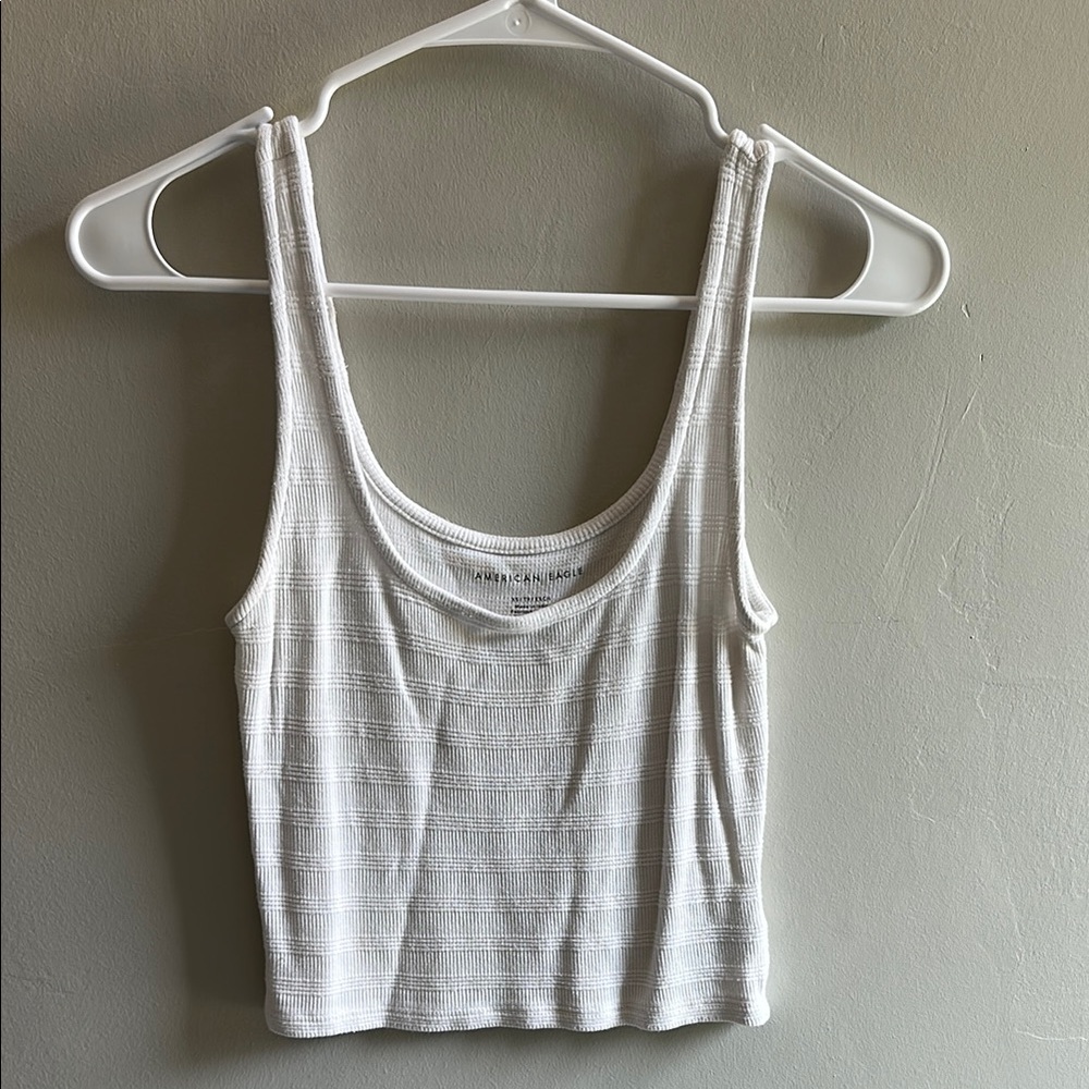 American Eagle Outfitters Gray Ribbed Sleeveless Crop Tank